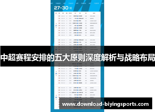 中超赛程安排的五大原则深度解析与战略布局